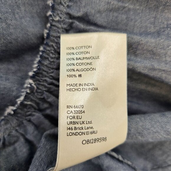 Free People Amelie Chambray Ruffle Hem Puff Sleeve Mini Dress Size Small - Picture 8 of 8